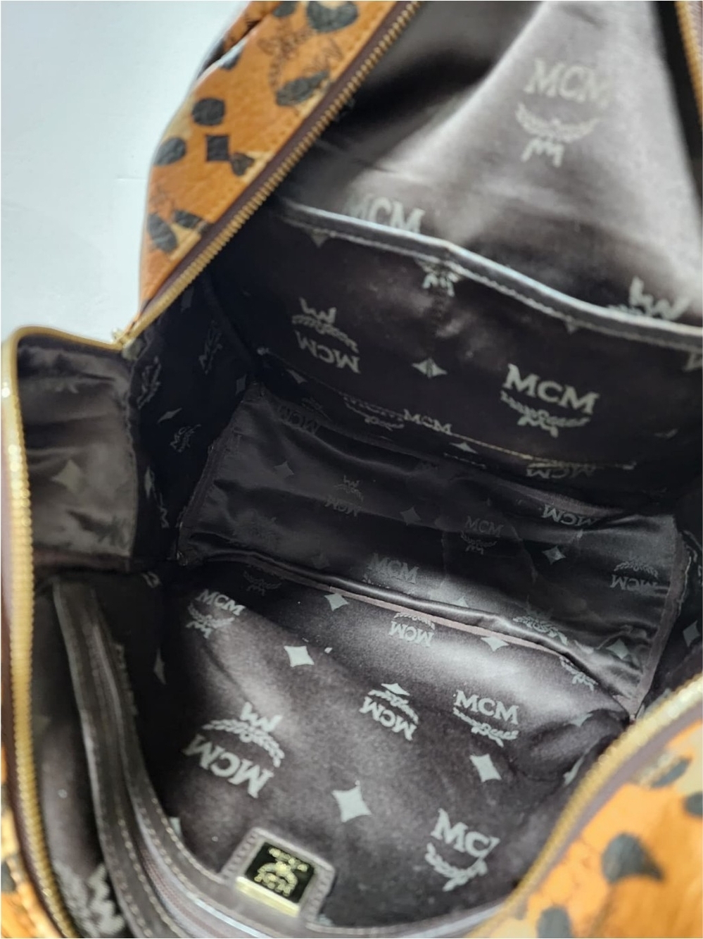 MCM Leopard Print Backpack Brown/Black - Picture 16 of 16